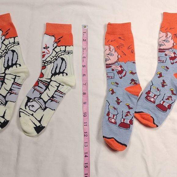 NWOT Horror Characters Themed Adult Socks - Orange and Blue - Picture 6 of 6
